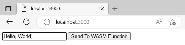 Screenshot of my sample web assembly web page. I entered the value 'Hello World'.